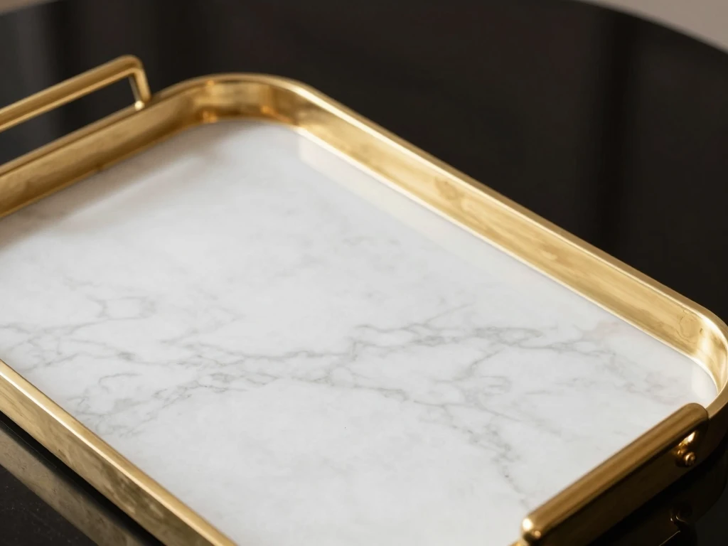 Qualtrexoevorlox marble and brass serving tray